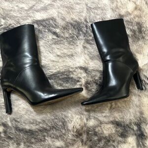 H&M Sleek Black Leather Heeled Boots